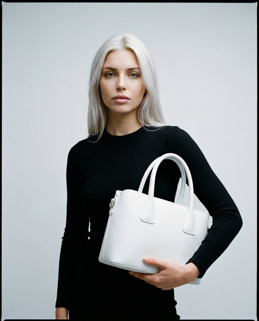 Structured Handbag in Genuine Dollaro Leather - Made in Italy - Art. 26063