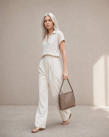 Structured Shoulder Bag in Genuine Ruga Leather - Made in Italy - Art. 26132