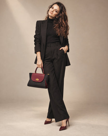 Structured Handbag in Genuine Dollaro Leather - Made in Italy - Art. 26157