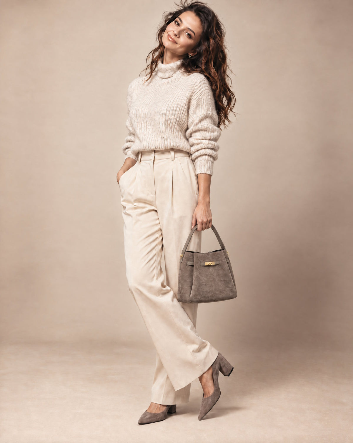 Soft Handbag in Genuine Printed Suede Leather - Made in Italy - Art. 26151