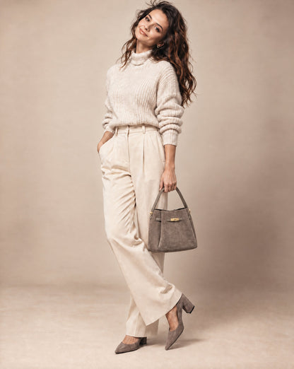 Soft Handbag in Genuine Printed Suede Leather - Made in Italy - Art. 26151