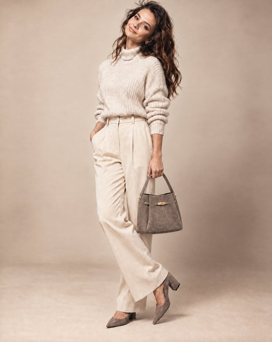 Soft Handbag in Genuine Printed Suede Leather - Made in Italy - Art. 26151