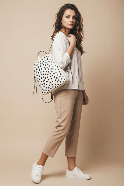 Structured Backpack in Genuine Dollaro Leather - Made in Italy - Art. DOT9