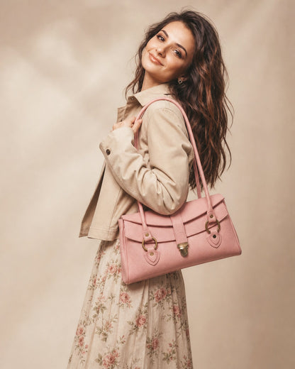 Structured Shoulder Bag in Genuine Dollaro Leather - Made in Italy - Art. 26116