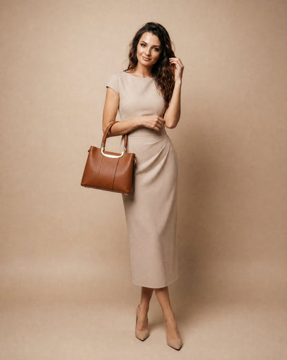 Structured Handbag in Genuine Dollaro Leather - Made in Italy - Art. 26131
