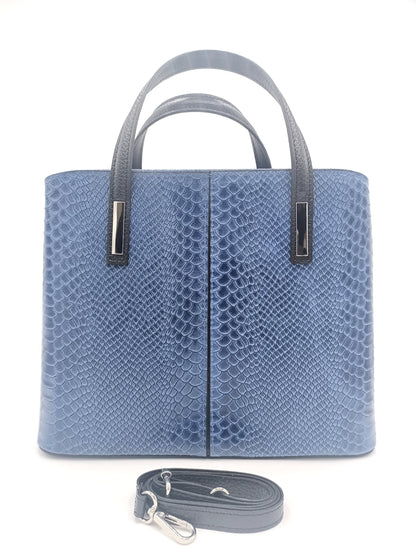 Structured Handbag in Genuine Croco Leather - Made in Italy - Art. 24002