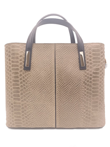 Structured Handbag in Genuine Croco Leather - Made in Italy - Art. 24002