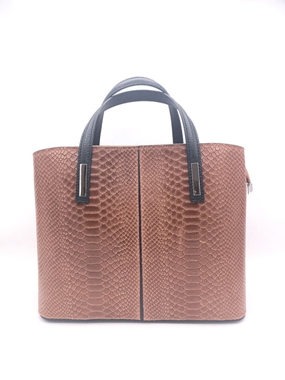 Structured Handbag in Genuine Croco Leather - Made in Italy - Art. 24002