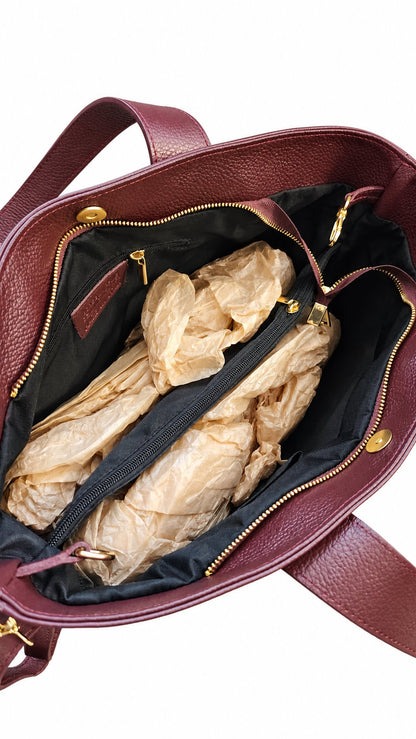 Soft Handbag and Shoulder Bag in Genuine Dollaro Leather - Made in Italy - Art. 26160