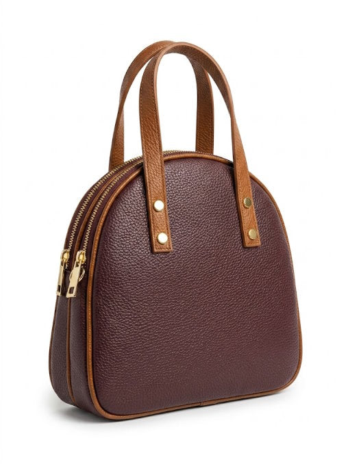Structured Handbag and Backpack in Denuine Dollaro Leather - Made in Italy - Art. 26112