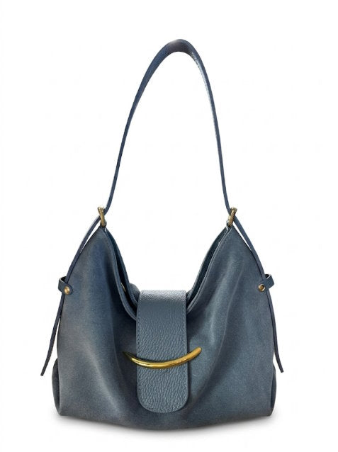 Soft Shoulder Bag in Genuine Suede Leather - Made in Italy - Art. 26137