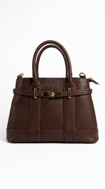 Structured Handbag in Genuine Dollaro Leather - Made in Italy - Art. 26090