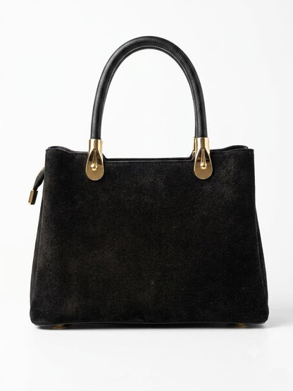Structured Handbag in Genuine Suede and Dollaro Leather - Made in Italy - Art. 26130