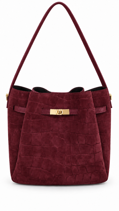 Soft Handbag in Genuine Printed Suede Leather - Made in Italy - Art. 26151