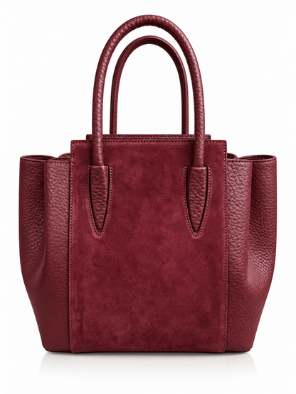 Structured Handbag in Genuine Suede and Dollaro Leather - Made in Italy - Art. 26150
