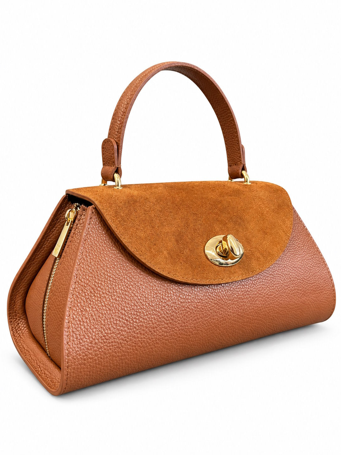 Structured Handbag in Genuine Suede and Dollaro Leather - Made in Italy - Art. 26152
