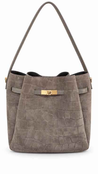 Soft Handbag in Genuine Printed Suede Leather - Made in Italy - Art. 26151