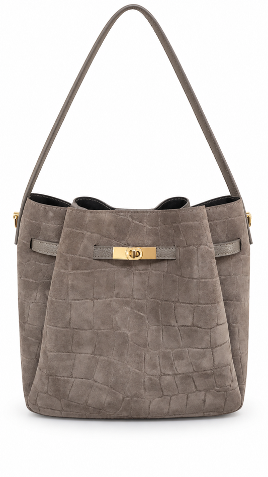 Soft Handbag in Genuine Printed Suede Leather - Made in Italy - Art. 26151