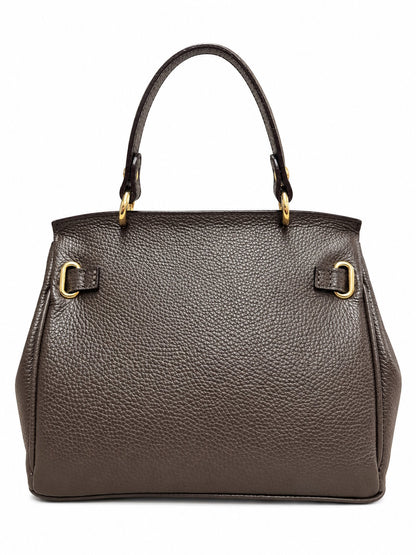 Structured Handbag in Genuine Dollaro and Printed Suede Leather - Made in Italy - Art. 26155