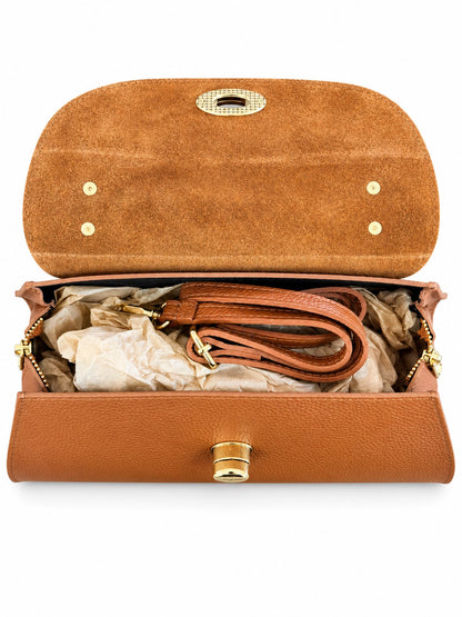 Structured Handbag in Genuine Suede and Dollaro Leather - Made in Italy - Art. 26152