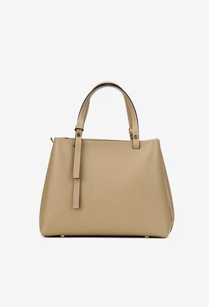 Structured Handbag in Genuine Dollar Leather - Made in Italy - Art. 25350