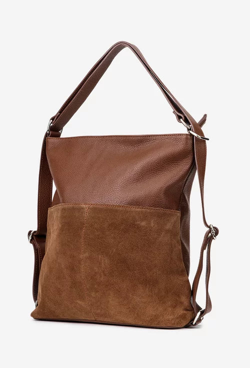 Soft Handbag and Backpack in Genuine Suede and Dollar Leather - Made in Italy - Art. 25392