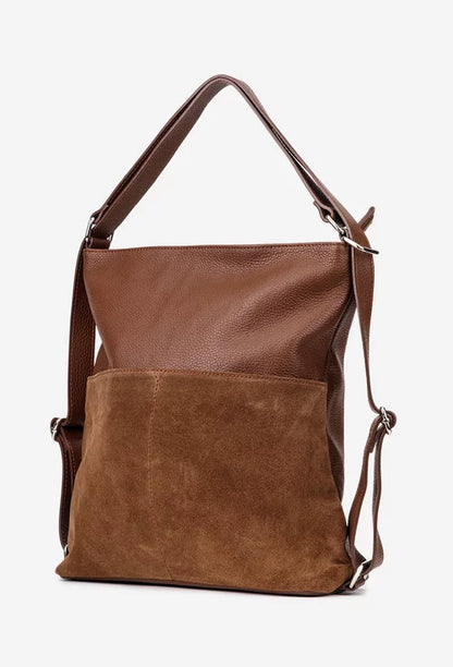 Soft Handbag and Backpack in Genuine Suede and Dollar Leather - Made in Italy - Art. 25392