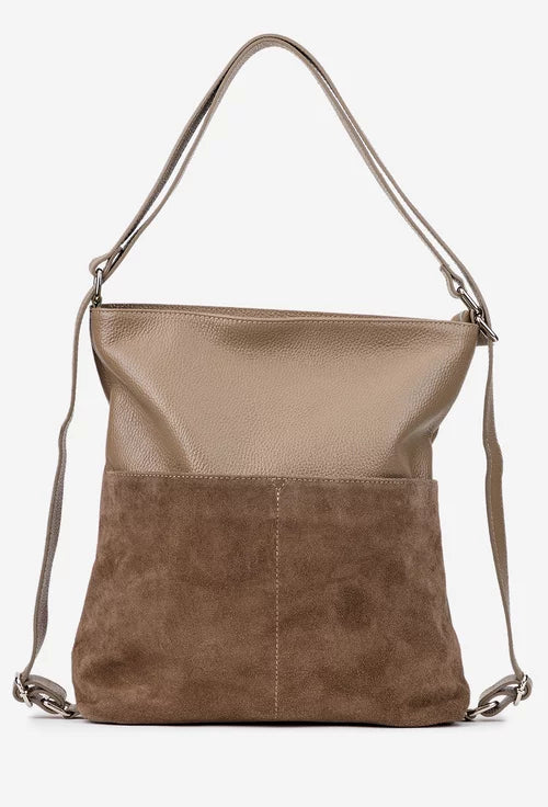 Soft Handbag and Backpack in Genuine Suede and Dollar Leather - Made in Italy - Art. 25392