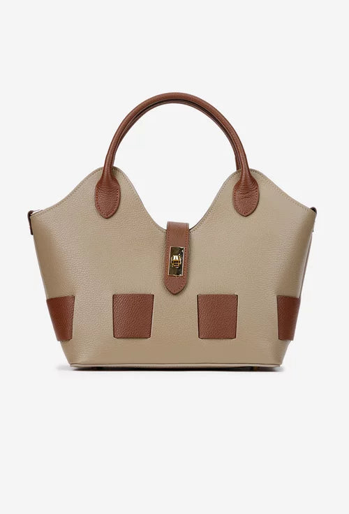 Structured Handbag in Genuine Dollar Leather - Made in Italy - Art. 25386