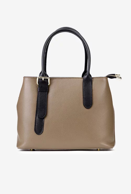 Structured Handbag in Genuine Dollar Leather - Made in Italy - Art. 25402