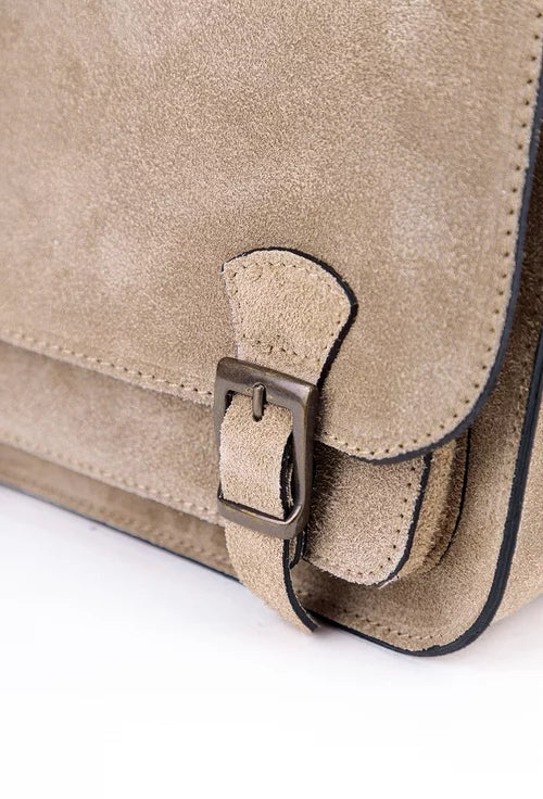 Structured Crossbody Bag in Genuine Suede Leather - Made in Italy - Art. 25391