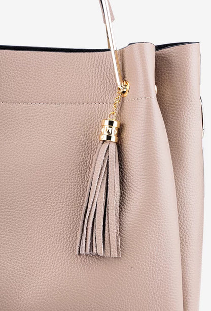 Structured Handbag in Genuine Dollar Leather - Made in Italy - Art. 25363