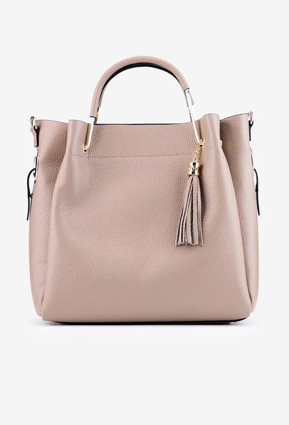 Structured Handbag in Genuine Dollar Leather - Made in Italy - Art. 25363