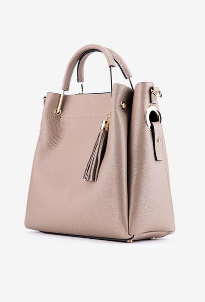 Structured Handbag in Genuine Dollar Leather - Made in Italy - Art. 25363