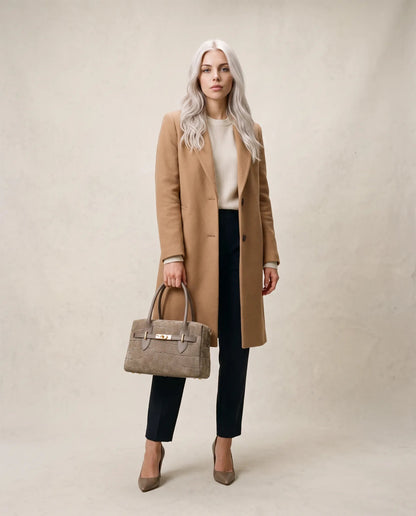 Structured Handbag in Genuine Printed Suede Leather - Made in Italy - Art. 26156
