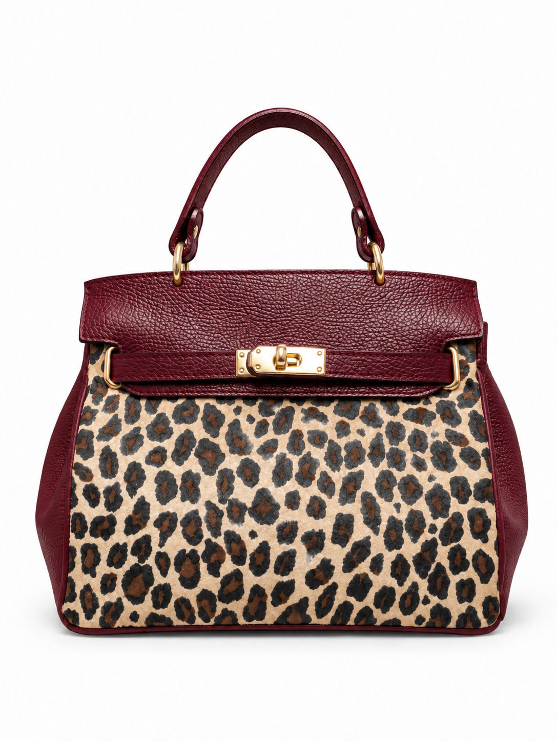Structured Handbag in Genuine Dollaro and Printed Suede Leather - Made in Italy - Art. 26155