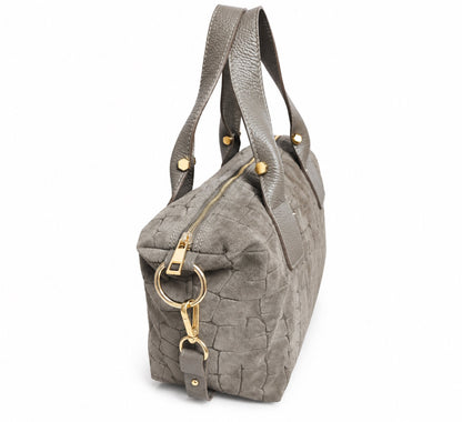 Soft Handbag in Genuine Printed Suede Leather - Made in Italy - Art. 26158