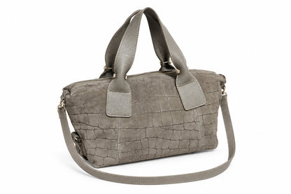 Soft Handbag in Genuine Printed Suede Leather - Made in Italy - Art. 26158