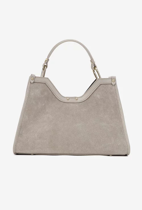 Structured Handbag in Genuine Suede Leather - Made in Italy - Art. 25394