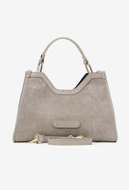 Structured Handbag in Genuine Suede Leather - Made in Italy - Art. 25394