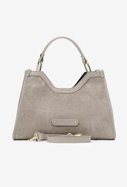 Structured Handbag in Genuine Suede Leather - Made in Italy - Art. 25394