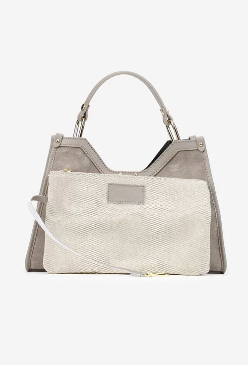 Structured Handbag in Genuine Suede Leather - Made in Italy - Art. 25394