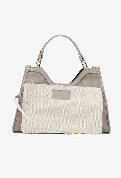 Structured Handbag in Genuine Suede Leather - Made in Italy - Art. 25394