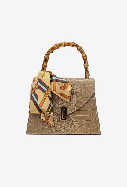 Structured Handbag in Genuine Croco Leather - Made in Italy - Art. 25372