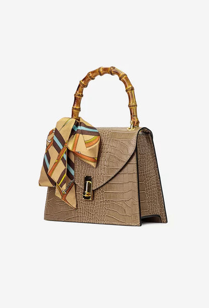 Structured Handbag in Genuine Croco Leather - Made in Italy - Art. 25372