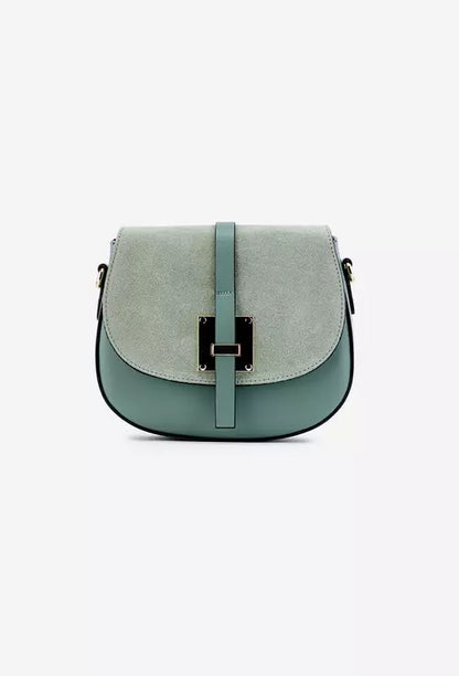 Structured Crossbody Bag in Genuine Suede and Dollar Leather - Made in Italy - 25373