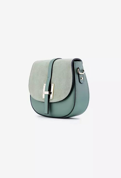 Structured Crossbody Bag in Genuine Suede and Dollar Leather - Made in Italy - 25373