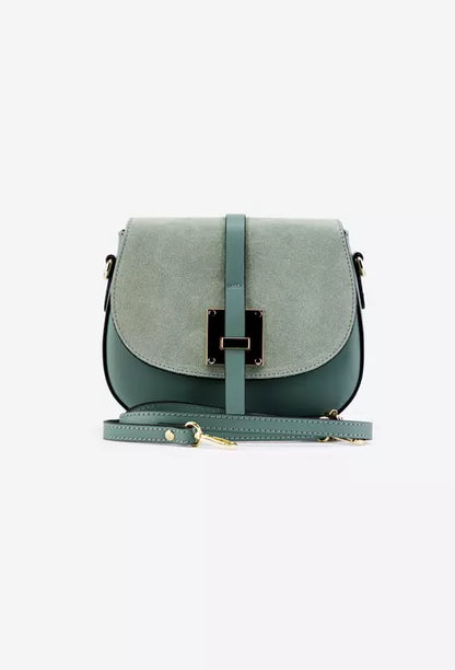 Structured Crossbody Bag in Genuine Suede and Dollar Leather - Made in Italy - 25373
