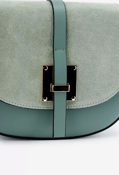 Structured Crossbody Bag in Genuine Suede and Dollar Leather - Made in Italy - 25373