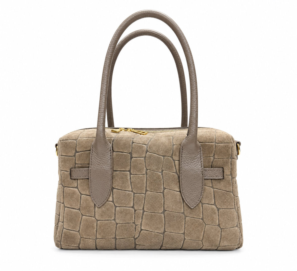 Structured Handbag in Genuine Printed Suede Leather - Made in Italy - Art. 26156